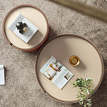 Круглый кофейный стол Baxter Leather Coffee Table варинант исполнения - 3 | Loft Concept в Новосибирске