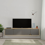 ТВ-тумба подвесная цвета древесины с 4-мя темно-серыми дверцами SPARK TV STAND OAK ANTHRACITE варинант исполнения - 1 | Loft Concept в Новосибирске