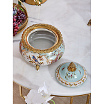 Шкатулка с крышкой из голубого фарфора с риунком птиц и цветов Blue Garden варинант исполнения - 4 | Loft Concept в Новосибирске