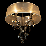 Люстра подвесная круглая с тканевым полупрозрачным абажуром и подвесками 4 лампы Gilded Elegance варинант исполнения - 5 | Loft Concept в Новосибирске