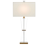 Настольная лампа с прозрачным корпусом и прямоугольным тканевым абажуром Charm and Luxury варинант исполнения - 2 | Loft Concept в Новосибирске