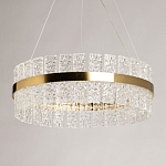 Люстра круглая золотого цвета с прозрачными рельефными стеклянными вставками Textured Glass Chandelier варинант исполнения - 4 | Loft Concept в Новосибирске