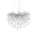 Люстра подвесная с прозрачными стеклянными подвесками в форме капель Диаметр 60 см Droplet Chandelier варинант исполнения - 14 | Loft Concept в Новосибирске