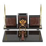 Настольный письменный набор из камня лемезит с гербом России Royal Accessory варинант исполнения - 1 | Loft Concept в Новосибирске