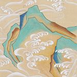 Обои ручная роспись Matsushima Waves Kano on Edo Straw India tea paper варинант исполнения - 1 | Loft Concept в Новосибирске