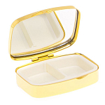 Таблетница карманная прямоугольная с 2-мя отделениями с зеркалом и накладкой из натурального камня Лазурит Gold Stone Pillboxes варинант исполнения - 3 | Loft Concept в Новосибирске