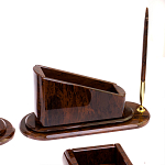 Настольный письменный набор с часами из природного камня обсидиана  Contract Extended варинант исполнения - 4 | Loft Concept в Новосибирске