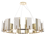 Люстра подвесная круглая с прямоугольными мраморными и золотистыми панелями на металлическом каркасе Диаметр 118 см Marble square Chandelier варинант исполнения - 1 | Loft Concept в Новосибирске