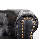 Кресло кожаное с мягкими подлокотниками на 4-х деревянных ножках Logan Leather Armchair black варинант исполнения - 4 | Loft Concept в Новосибирске