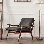 Кресло c каркасом из массива дерева и мягкой кожаной обивкой Walnut Armchair варинант исполнения - 11 | Loft Concept в Новосибирске