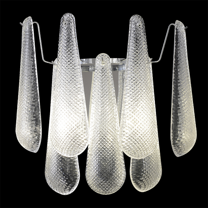 Бра с подвесками из рифленного стекла в форме капель на основании цвета хром Textured Glass Прозрачное Стекло Хром Бра с подвесками из рифленного стекла в форме капель на основании цвета хром Textured Glass Прозрачное Стекло Хром в Новосибирске | Loft Concept
