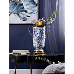 Ваза с бронзовыми ручками и синим цветочным узором Blue & White Ornament варинант исполнения - 5 | Loft Concept в Новосибирске