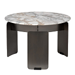Столик журнальный с круглой мраморной столешницей на трех опорах Marble Stone Drawing варинант исполнения - 1 | Loft Concept в Новосибирске