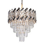 Люстра многоярусная с переплетенными металлическими элементами черного и золотого цвета и прозрачными хрустальными подвесками Empire Chandelier Crystal варинант исполнения - 1 | Loft Concept в Новосибирске