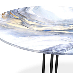 Стол журнальный с круглой бело-голубой столешницей из стекла White and Blue Marble варинант исполнения - 3 | Loft Concept в Новосибирске