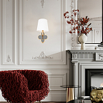 Бра с белым текстильным абажуром и фигурным основанием с зеркальной вставкой Vitorino варинант исполнения - 7 | Loft Concept в Новосибирске