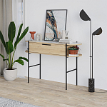 Консоль напольная деревянная с выдвижным ящиком и 2-мя полками со столешницей цвета белый мрамор OTIS CONSOLE OAK варинант исполнения - 3 | Loft Concept в Новосибирске