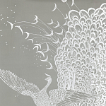 Обои ручная роспись в стиле Арт-деко Whistler Peacocks Special Colourway on Pale Grey dyed silk варинант исполнения - 2 | Loft Concept в Новосибирске
