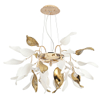 Люстра подвесная с белыми матовыми и золотыми глянцевыми листьями Wintery flovers варинант исполнения - 1 | Loft Concept в Новосибирске