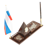 Настольный письменный набор с часами в виде пирамиды из природного камня обсидиана Pyramid of Time варинант исполнения - 2 | Loft Concept в Новосибирске