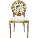 Стул бежевый из натурального бука с изображением птиц и цветов Blooming Blue Birds варинант исполнения - 1 | Loft Concept в Новосибирске