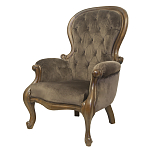 Кресло с мягкой обивкой из коричневого велюра на 4-х деревянных ножках Evelyn Classical Armchair варинант исполнения - 3 | Loft Concept в Новосибирске