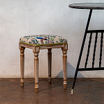 Банкетка одноместная из массива бука с цветочным принтом Beige Chinoiserie Garden Banquette варинант исполнения - 3 | Loft Concept в Новосибирске