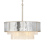 Люстра круглая с подвесками из текстурированного стекла молочного цвета Hinkley варинант исполнения - 1 | Loft Concept в Новосибирске