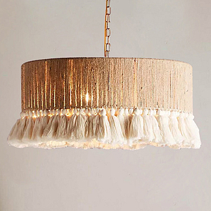 Люстра круглая плетеная с кисточками Solar Glow