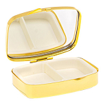 Таблетница карманная прямоугольная с 2-мя отделениями с зеркалом и накладкой из натурального камня Авантюрин Gold Stone Pillboxes варинант исполнения - 3 | Loft Concept в Новосибирске