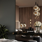 Настольная лампа черного цвета с круглым прозрачным стеклянным плафоном Virelia  варинант исполнения - 2 | Loft Concept в Новосибирске