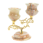Подсвечник двухрожковый из натурального камня оникс Stone Candlestick варинант исполнения - 1 | Loft Concept в Новосибирске