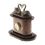 Часы настольные из натурального камня с декором в виде двух лебедей Swans Stone Clock варинант исполнения - 6 | Loft Concept в Новосибирске