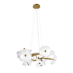 Люстра подвесная круглая с ветвистыми бронзовыми элементами и стеклянными рифлеными дисками Textured Glass Chandelier варинант исполнения - 3 | Loft Concept в Новосибирске