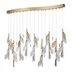 Люстра с золотистыми трубками и прозрачными стеклянными листьями на подвесах Sylva  варинант исполнения - 2 | Loft Concept в Новосибирске