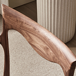 Стул деревянный с мягким сиденьем из коричневой натуральной кожи Moon Walnut Furniture варинант исполнения - 6 | Loft Concept в Новосибирске