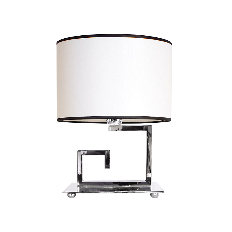 Настольная лампа с белым цилиндрическим абажуром с темной окантовкой Natural Concepts Черный Бежевый Хром в Новосибирске | Loft Concept 