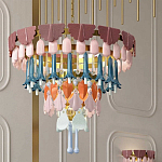 Люстра круглая с декором из разноцветных элементов в виде листьев Changing Seasons варинант исполнения - 11 | Loft Concept в Новосибирске