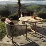 Дизайнерское уличное кресло из массива дерева с веревочной спинкой BOBOLI Armchair варинант исполнения - 2 | Loft Concept в Новосибирске