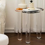 Дизайнерский журнальный стол с фигурной столешницей на 3-х прозрачных ножках Rahakif варинант исполнения - 2 | Loft Concept в Новосибирске