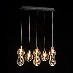 Люстра с 3-мя плафонами волнообразной формы цвета янтарь и 2-мя прозрачными шарообразными плафонами Lucid Rain  варинант исполнения - 3 | Loft Concept в Новосибирске