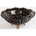 Блюдо черного цвета из фрафора на бронзовых ножках Eden Garden porcelain and bronze варинант исполнения - 2 | Loft Concept в Новосибирске