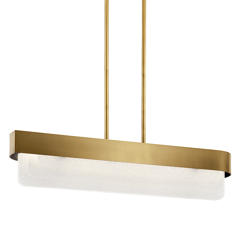 Люстра подвесная прямоугольная цвета латунь Kichler Латунь Прозрачное Стекло Белый в Новосибирске | Loft Concept 