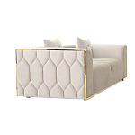 Диван двухместный  бежевый с золотым каркасом Bertrude варинант исполнения - 1 | Loft Concept в Новосибирске