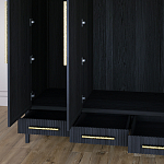 Большой Шкаф Primo Черный дуб с 3 дверьми и 3 выдвижными ящиками варинант исполнения - 7 | Loft Concept в Новосибирске