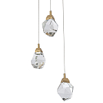 Подвесной светильник с 3-мя хрустальными плафонами Esme Crystal Brass Trio Hanging lamp варинант исполнения - 1 | Loft Concept в Новосибирске