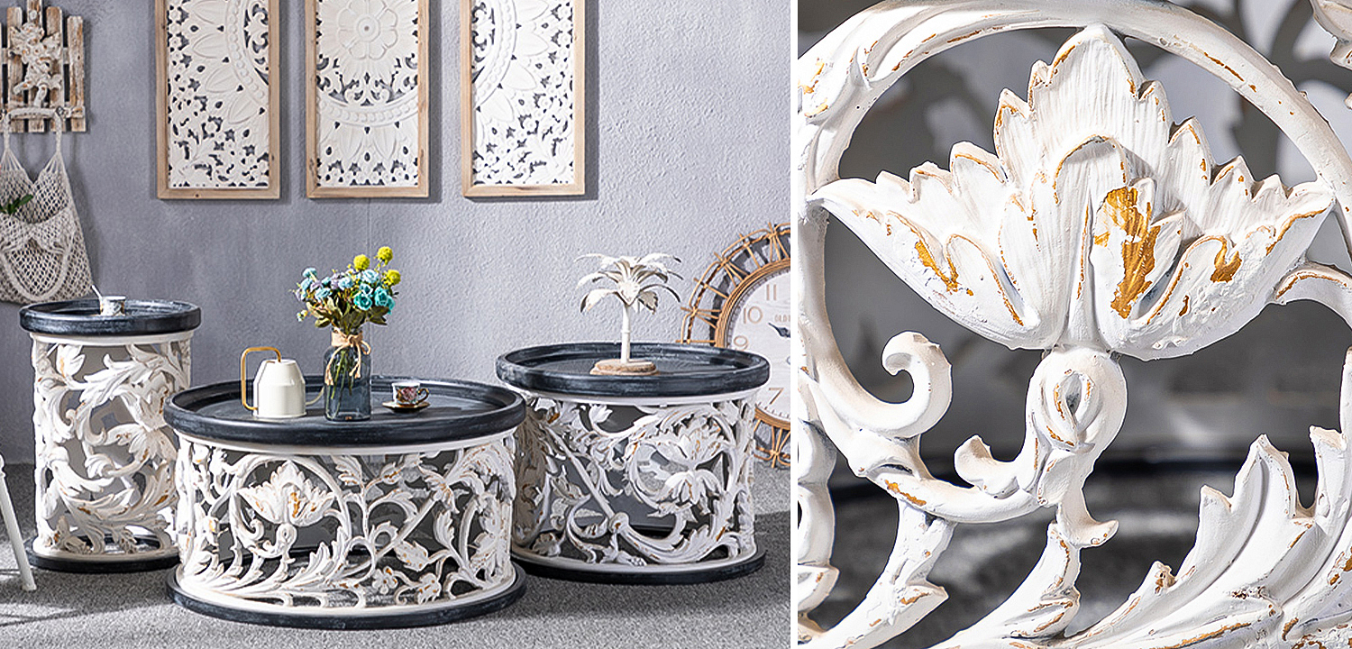 Кофейный стол Fleurette Provence Black White Side Table 63 - Loft-Concept в Новосибирске