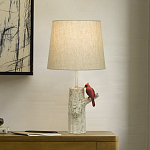 Настольная лампа с тканевым абажуром и основанием в виде птицы на дереве Simurq варинант исполнения - 2 | Loft Concept в Новосибирске