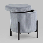 Серо-голубой пуф на черных ножках SANJAY варинант исполнения - 2 | Loft Concept в Новосибирске