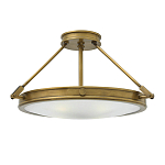 Потолочный светильник цвета латунь с плоским круглым плафоном Hinkley варинант исполнения - 1 | Loft Concept в Новосибирске
